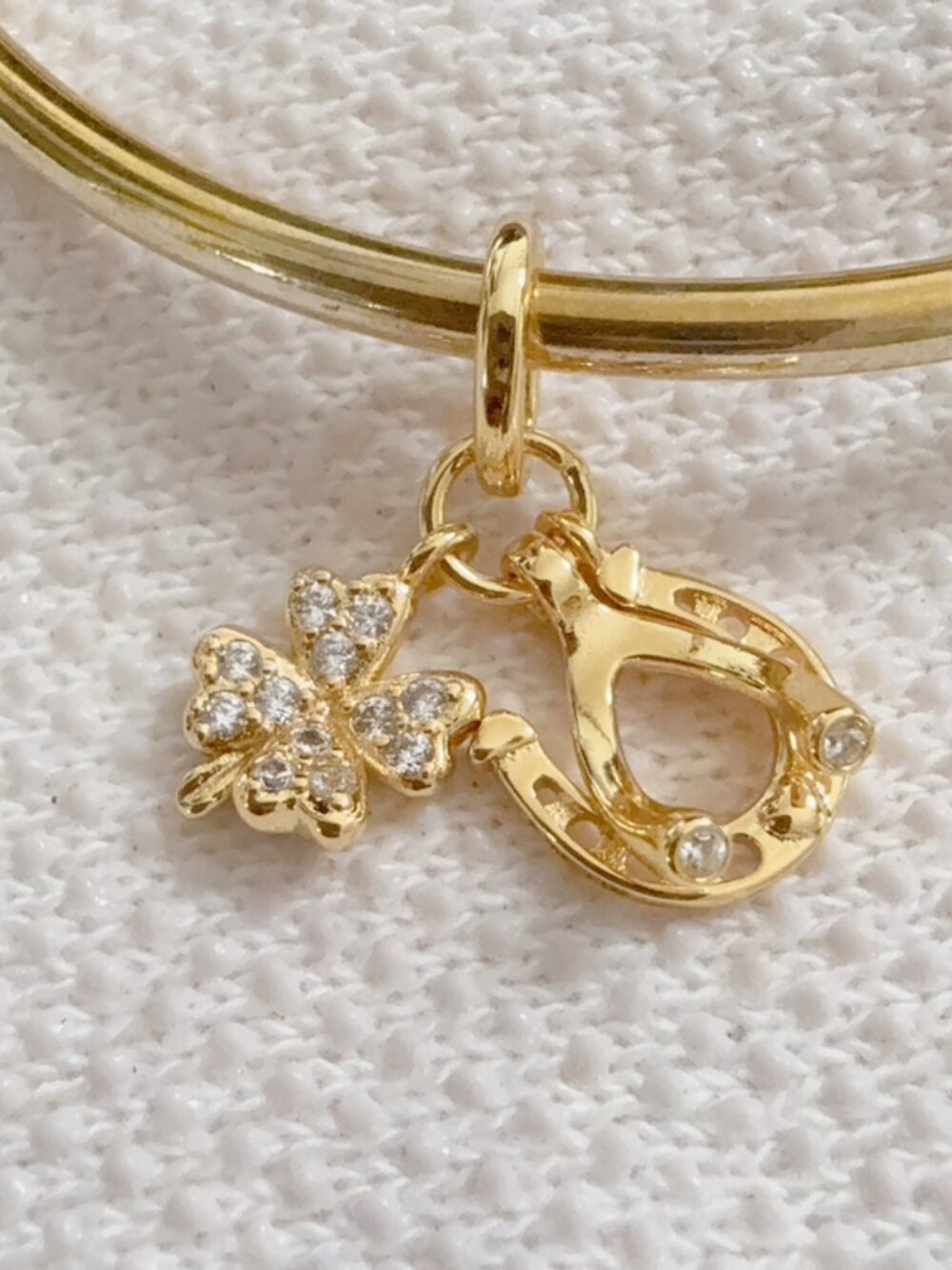 Four-Leaf Clover, Horseshoe Dangle Charm For Pandora Bracelet